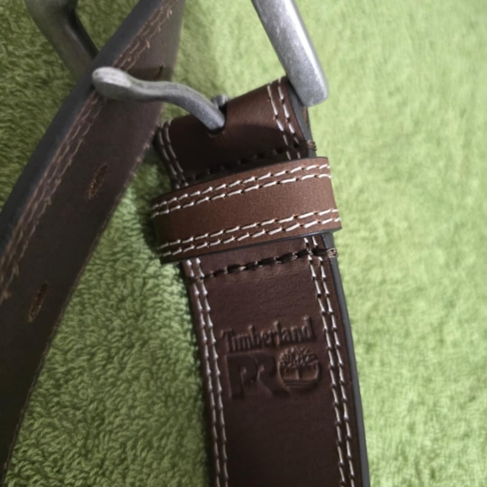 New Timberland Pro Brown Genuine Full Grain Leather Belt Size 46 - Picture 2 of 6